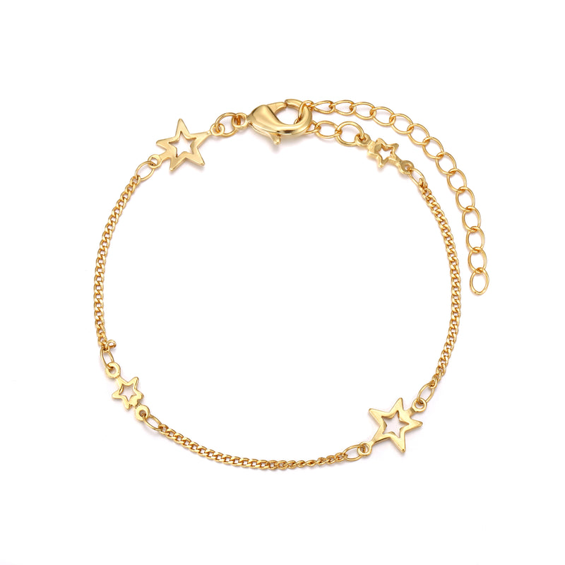 Chain Anklet Gold - Stars Flat