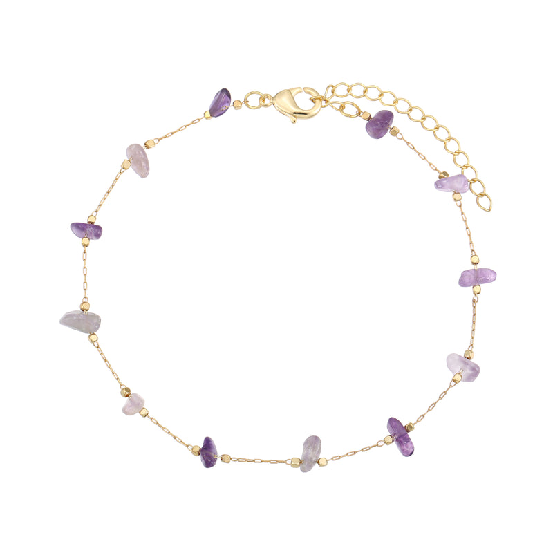 Chain Anklet Gold - Amethyst