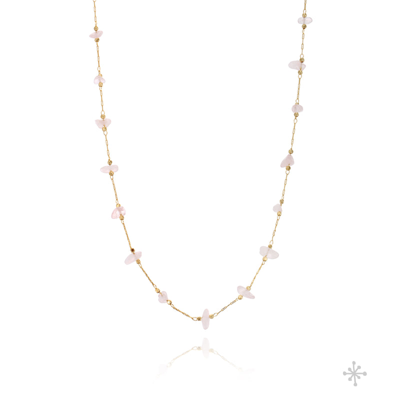 Chain Necklace Gold - Rose quartz