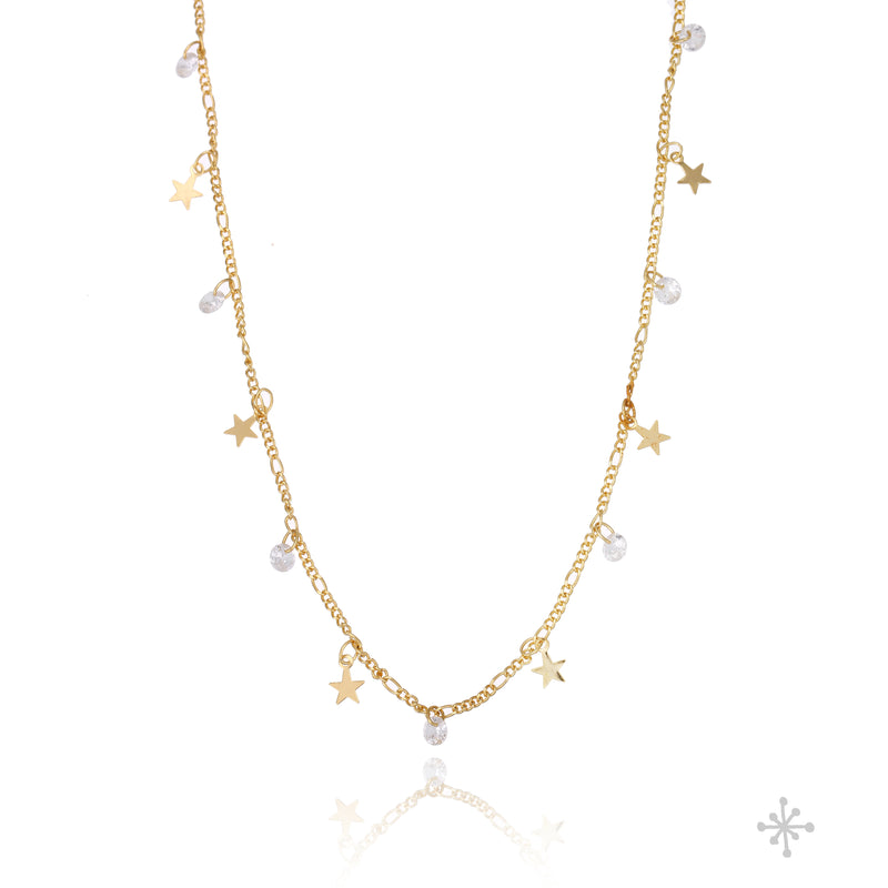 Chain Necklace Gold - Stars with Zircon