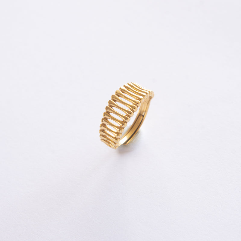 This trendy and durable Multi Bars Ring is perfect for any occasion. Made with high-quality stainless steel and 14K gold plating, it ensures a long-lasting shine and tarnish resistance. The adjustable fit allows for versatile wear on any finger, making it an ideal accessory.