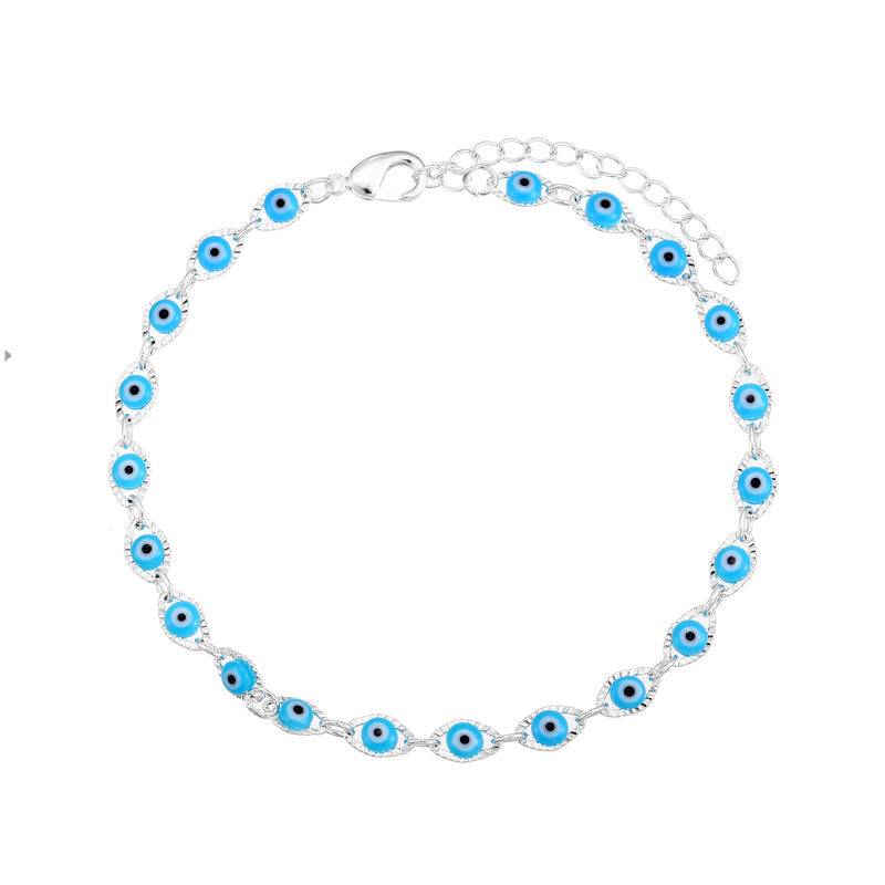 Chain Anklet Silver - Evil Eye